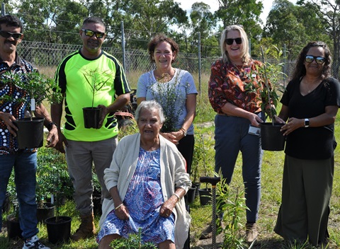 Laura at Baryulgil - Standing L to R Terry Robinson, Robbie King, Sharon Monaghan, Laura Black, Ramona Walker- Sit- Baryulgil Elder, Aunty Heather Monaghan..jpg